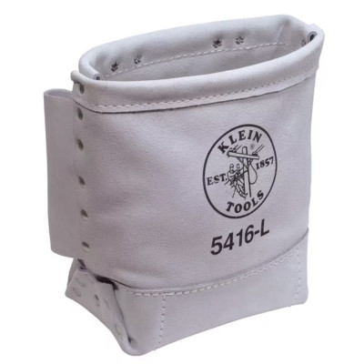 Klein Tools White 9'' Leather Bull-Pin Bolt Bag Durable Leather Pouch Tunnel Loop