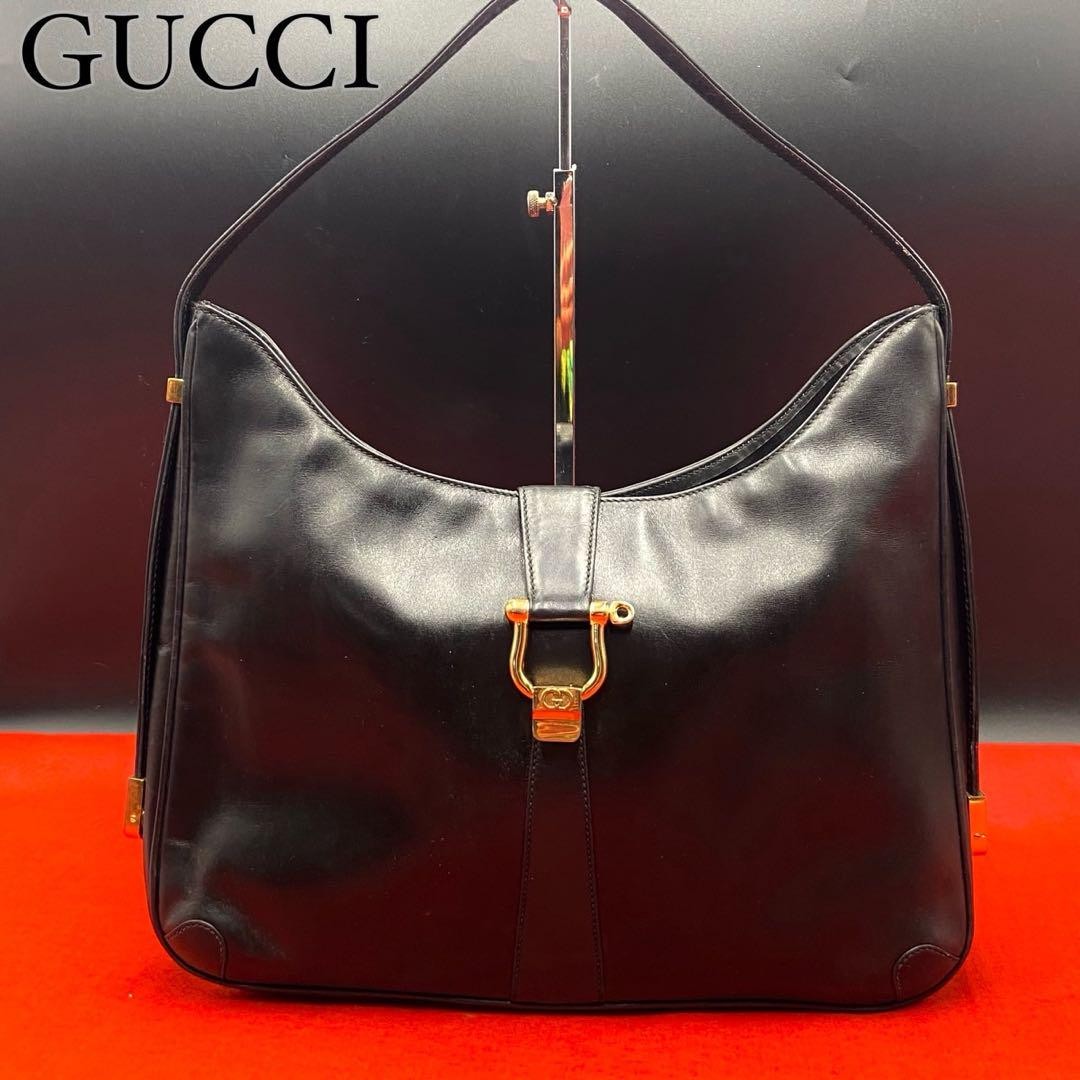Authentic Black Leather GUCCI Shoulder Bag G07243576