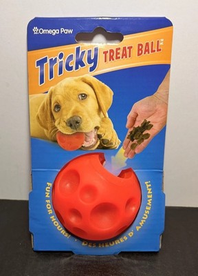 Omega Paw Authentic Tricky Treat Ball Medium Orange/Red   Interactive Dog Treat