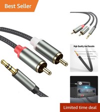 3.3FT Tangle-Free Nylon Braided Aux Audio Splitter for Home Theater Systems