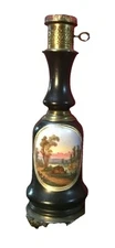 ANTIQUE FRENCH OLD PARIS PORCELAIN STYLE HAND PAINTED SCENIC TABLE LAMP
