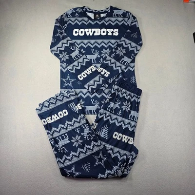 NFL Dallas Cowboys Youth Pajamas Set Navy Blue Fair Isle Holiday M 10/12 NWOT - Image 1 of 4
