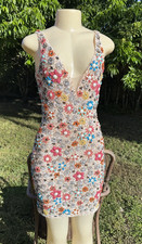 JOVANI MULTI COLOR HEAVILY EMBELLISHED SLEEVELESS FITTED COCKTAIL DRESS Sz 2