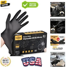Heavy Duty Black Nitrile Gloves, 6 Mil, 100ct - Ideal for Mechanics & Food Prep