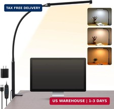 Voncerus LED Desk Lamp with Clamp, Eye-Caring Clip on Lights for Home Office, 3