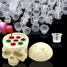1Pcs 7 Holes Tattoo Ink Cup Holder Hard Skull Resin 100pc Caps+1pc 