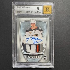 2018-19 UD The Cup Rookie #73 Troy Terry 3 CLR Auto Patch RPA 050/249 BGS 9 MT