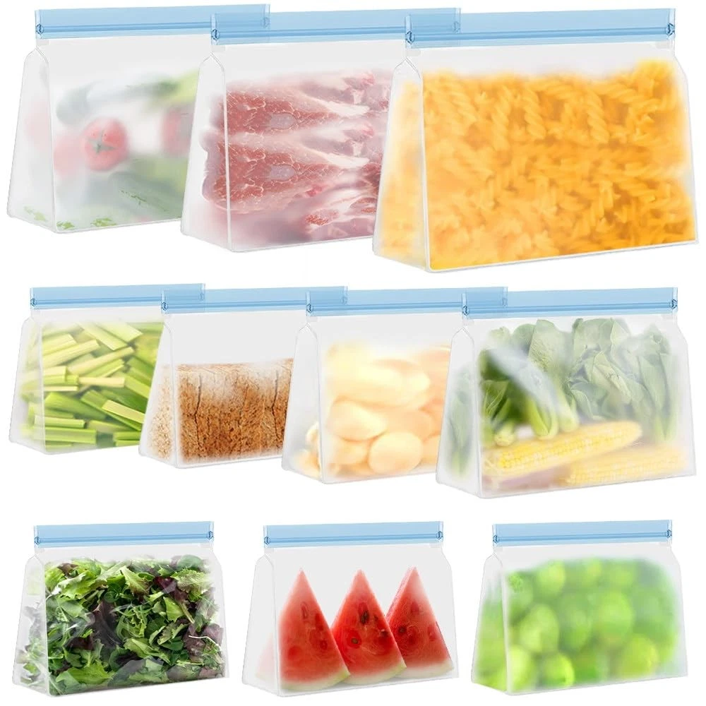Reusable Storage Bags BPA Free Reusable Sandwich Bags Washable Freezer Bags 1...