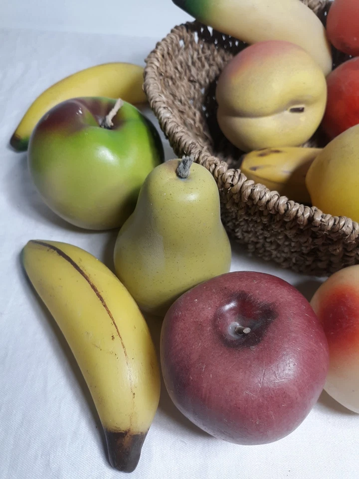 Lg. Lote de colección mixta. Fruta sintética con cesta, cerámica, plástico, cubierta de cera MCM Foto 3 de 4