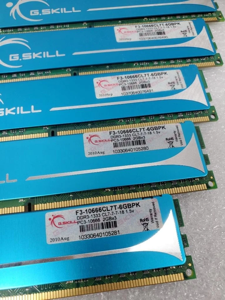 #10♻2x G.SKILL 6GB(3x2) DDR3 1333MHz (PC3-10666) F3-106667T-6GBPK Gaming Memory - Image 3 of 4
