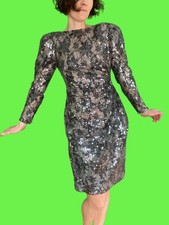 New vintage 90s Mignon New York sequined grey evening bodycon mini Dress Party