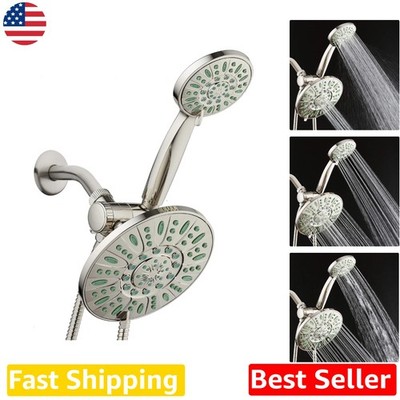 Rainfall Shower Combo 30-Setting Antimicrobial Microban Nozzles Brushed Nickel