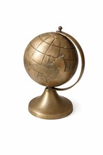 SUPERB! MID CENTURY BRASS DESK GLOBE! WORLD VINTAGE MAP ATOMIC NY PENTHOUSE 50's