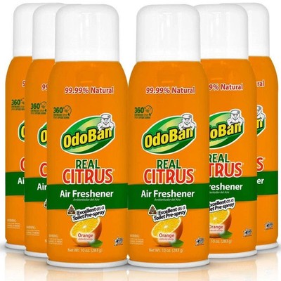 6-Pack OdoBan Real Citrus Orange Air Freshener 360 Continuous Spray, 10 Oz