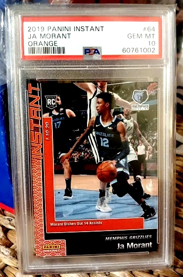 Ja Morant Rookie #64 Panini Instant Orange 2019 RC SP 11/25 PSA 10 gemas como nuevo Foto 2 de 4