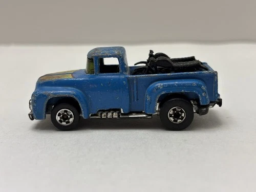 Hot Wheels Vintage RARE BLACK MOTORCYCLES Blue '56 Ford Pickup Truck 1973 HK