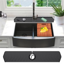 Large Size Kitchen Sink Splash Guard, 30"Silicone Faucet Handle Drip Catcher ...