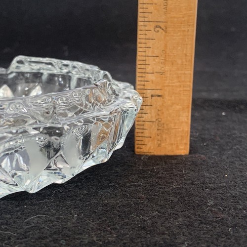 MID CENTURY MODERN CANADA LIBBEY CLEAR GLASS Cigarette Ashtray 5” SUNFLOWER EU - Picture 6 of 6