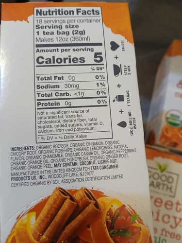 Good Earth Teas Organic Sweet and Spicy Caffeine Free Herbal 18 Tea Bags, 5 pack - Picture 2 of 4