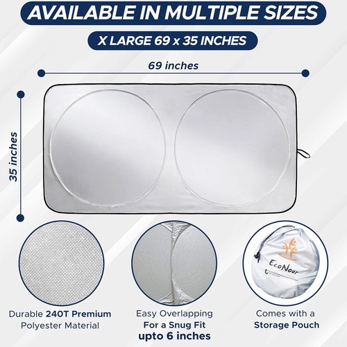 Patented Car Windshield Sun Shade, Blocks 99% Heat,Fits Cars, SUV, Truck, Medium - Picture 64 of 91