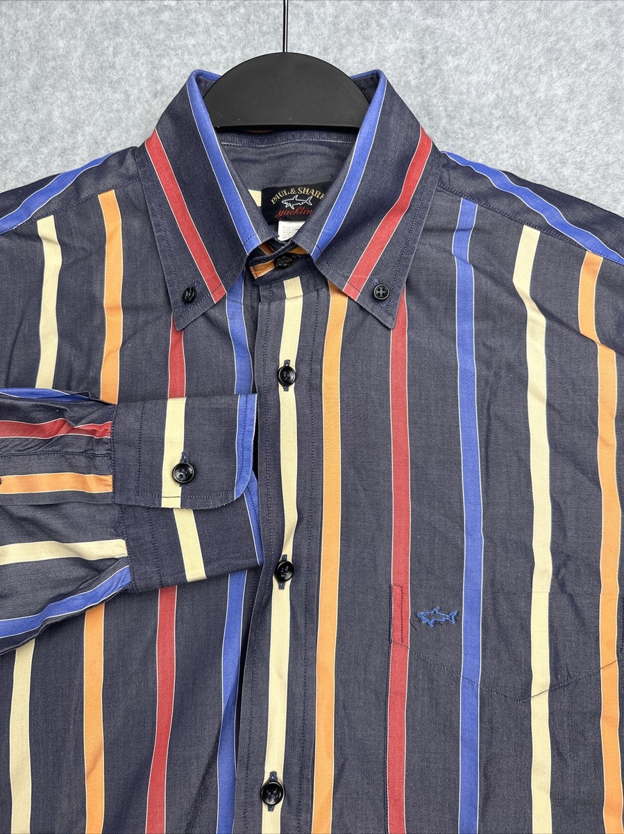 Paul & Shark Shirt Mens 38 (M) Oxford Button Up Colorful Stripe