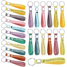 24 Pcs Keychains Bulk Silicone Motivational Key Inspirational Pastel Colors