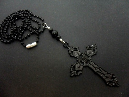 BLACK CROSS/CRUCIFIX NECKLACE. 24 