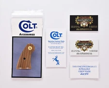New Colt Python I-Frame Wood Checkered Service Grip With Gold Medallions