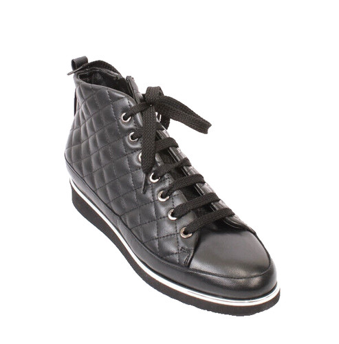 Gianni Ferrante 121e Black Leather Comfort Wedge Shoes 39.5 / US 9.5