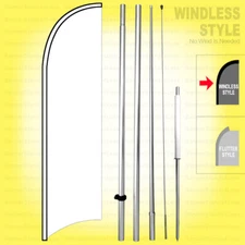 SOLID WHITE - Windless Swooper Flag Kit 15' Tall Feather Banner Sign  b-h