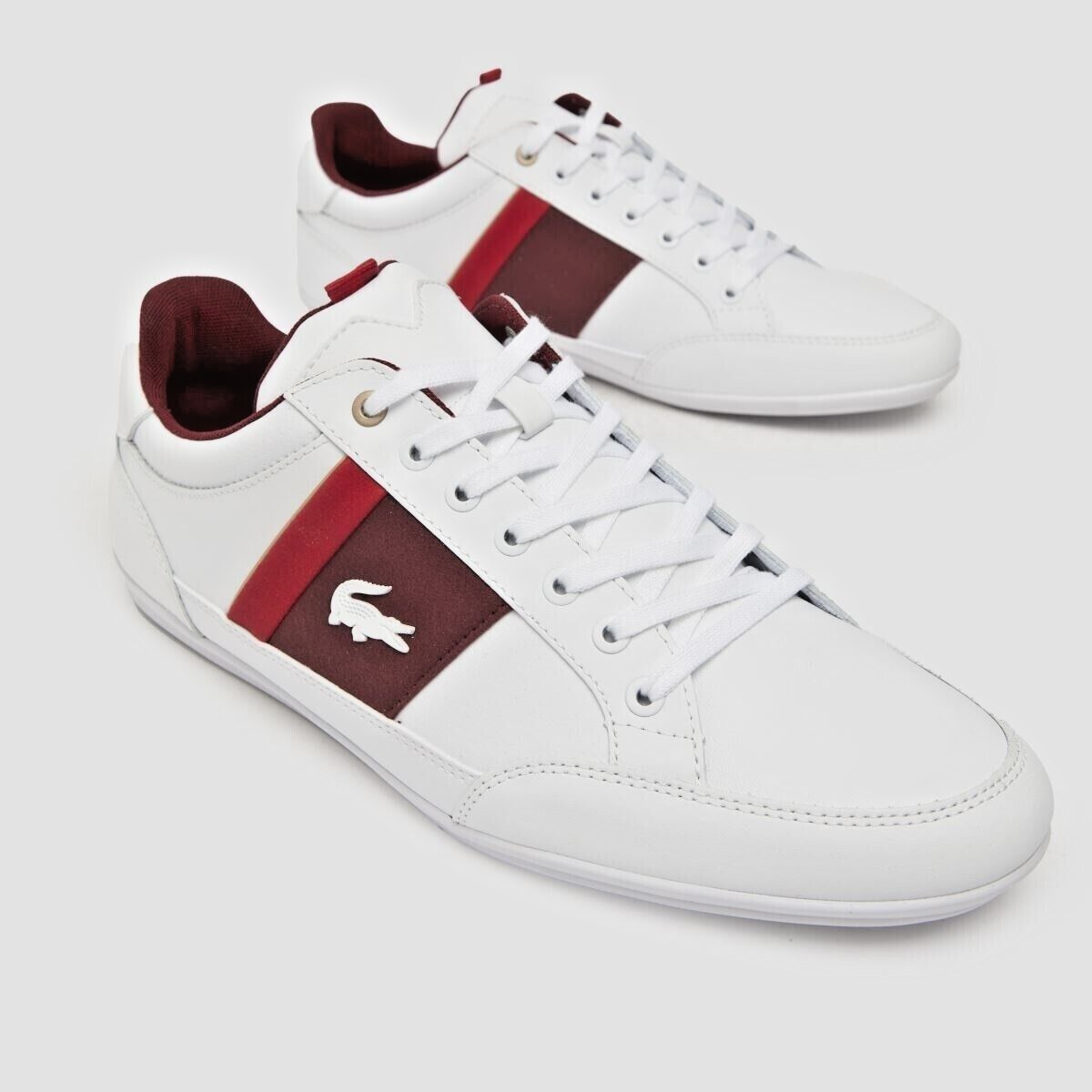 New Lacoste Men Shoes Chaymon 223 White Burgundy Red Casual