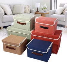 2/4/6Pcs Large & Small Fabric Storage Boxes Home Basket Container with Flip Lids