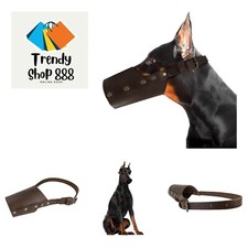 Leather Dog Muzzle Guard, Secure, Prevents Biting Chewing, Pitbull German She...