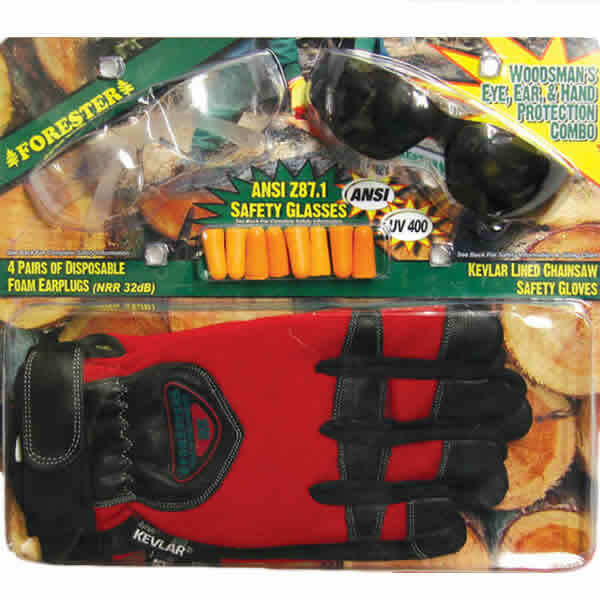 Forester Kevlar Chainsaw Gloves w/ Glasses & Ear Plugs (SizeMedium) eBay