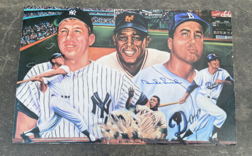 Mickey Mantle Willie Mays Duke Snider Poster Signed 1986 Robert Stephen Simon - Picture 1 of 14