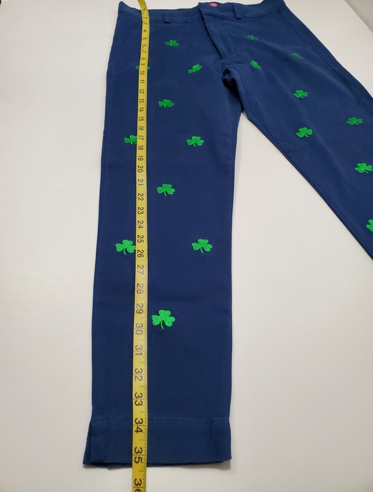 CASTAWAY Nantucket Island Clover Shamrock ☘️ Embroidered Capri Pants