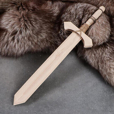 Toy Wood Medieval Sword For Kids 18 in Prop Blade Outdoor Play Toy Weapon