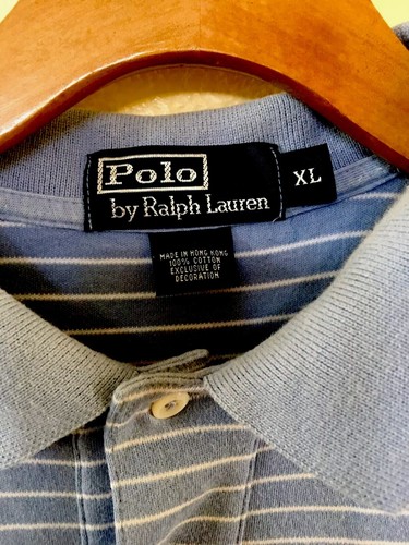 Polo Ralph Lauren Vintage Polo Rayas Azules Hecho en Hong Kong Hombre’s Talla XL - Imagen 3 de 6