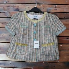 Moschino Crop Pastal Tweed Style Jacket Sz 42 Uk 10 Bnwt