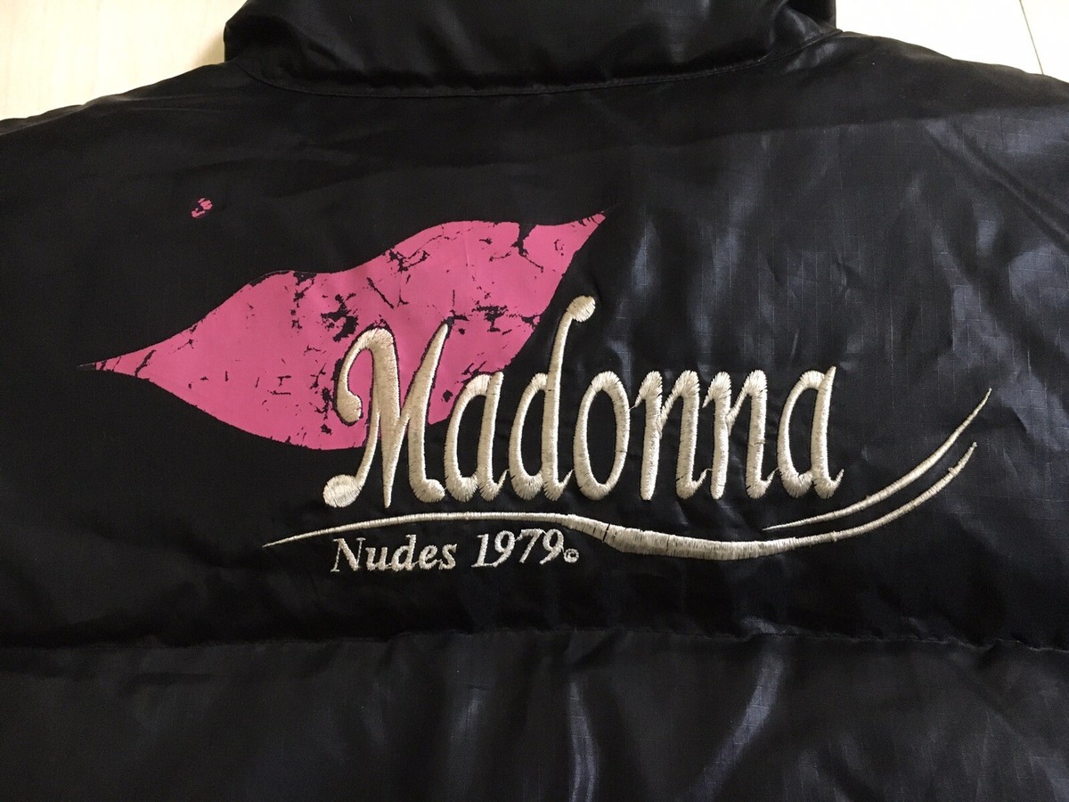 稀少レア非売品☆マドンナ ノベルティ ダウンジャケット Nudes 1979 Rare☆MADONNA Nudes 1979 Down Jacket Japan Promo Black VHTF