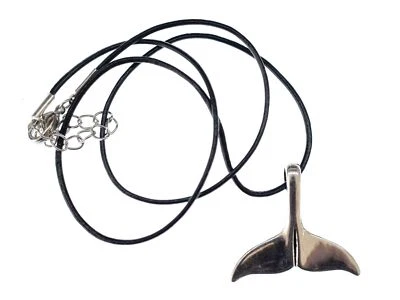 Walflosse Leder Kette 45cm Miniblings Halskette Anhänger Walfisch Wal Delphin - Bild 1 von 4