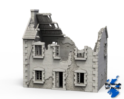 HIGHLANDS3DPRINTS FrenchTownhouse Ruins 28/20/15/10mm WW2 Scatter Terrain Tabletop Gaming