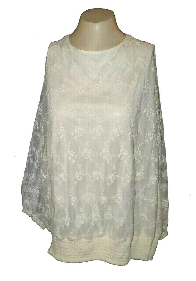 New Top Cato All-Lace Embroidery Mesh Sheer-Lining Cotton-blend Ivory 26-28W