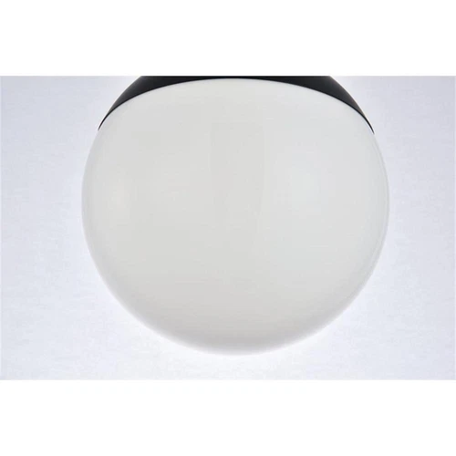 Living District Eclipse 1-Light Metal & Glass Flush Mount in Black/Frosted White - Picture 5 of 6