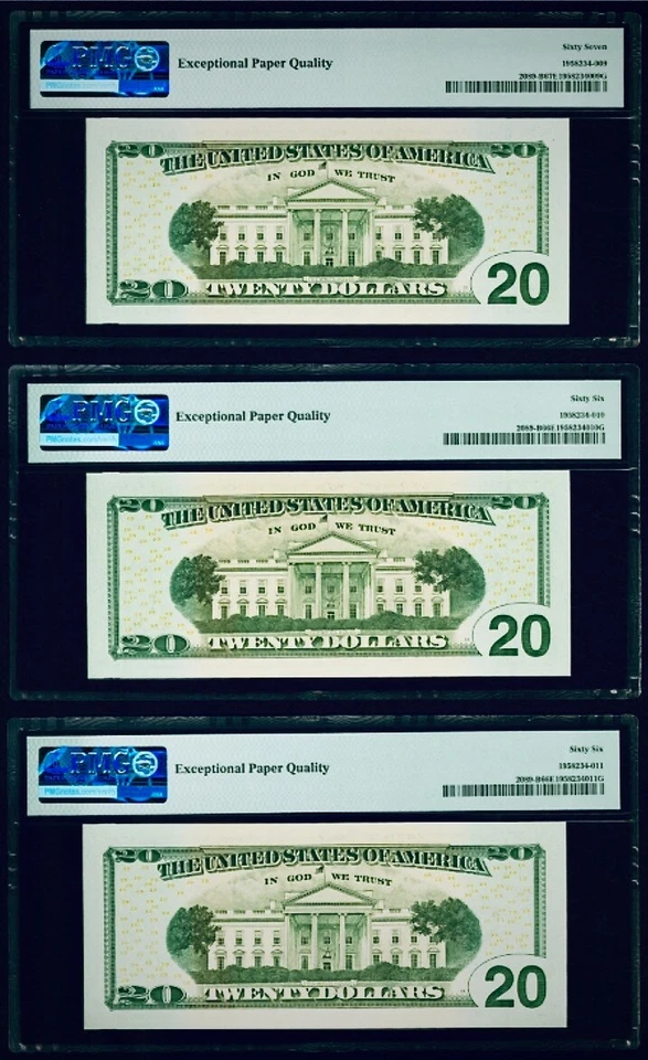$20 2004 Federal Reserve Note New York "3 consecutive #66-67 " PMG 66-67 EPQ - Image 2 of 3