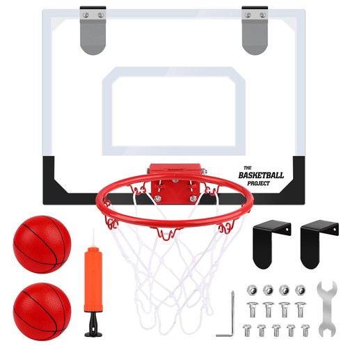 Indoor Over the Door Backboard Mini Basketball Hoop Net With Ball Pump Game Set - Picture 12 of 12