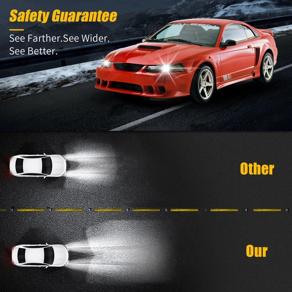 For 1999-2004 Ford Mustang Black Housing Headlights Assembly LH+RH Pair Foto 4 de 4