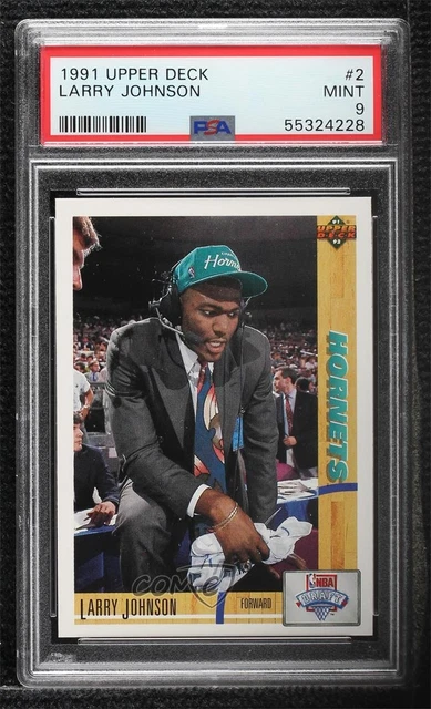 1991 Upper Deck Draft Pick Plain Text Hologram Larry Johnson #2 PSA 9 Rookie RC