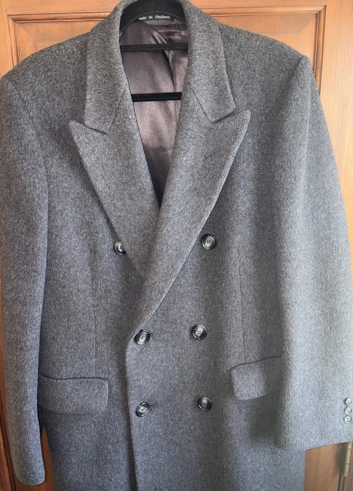 Hammersley Mens Trench Coat 40 Reg Gray Wool/Cashmere Long Pockets Winter - Image 2 of 4