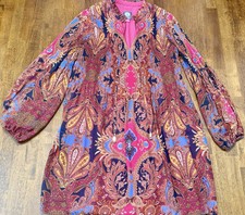 NEW Vince Camuto Womens Chiffon Printed Paisley Pleated Fit & Flare Dress Size 2